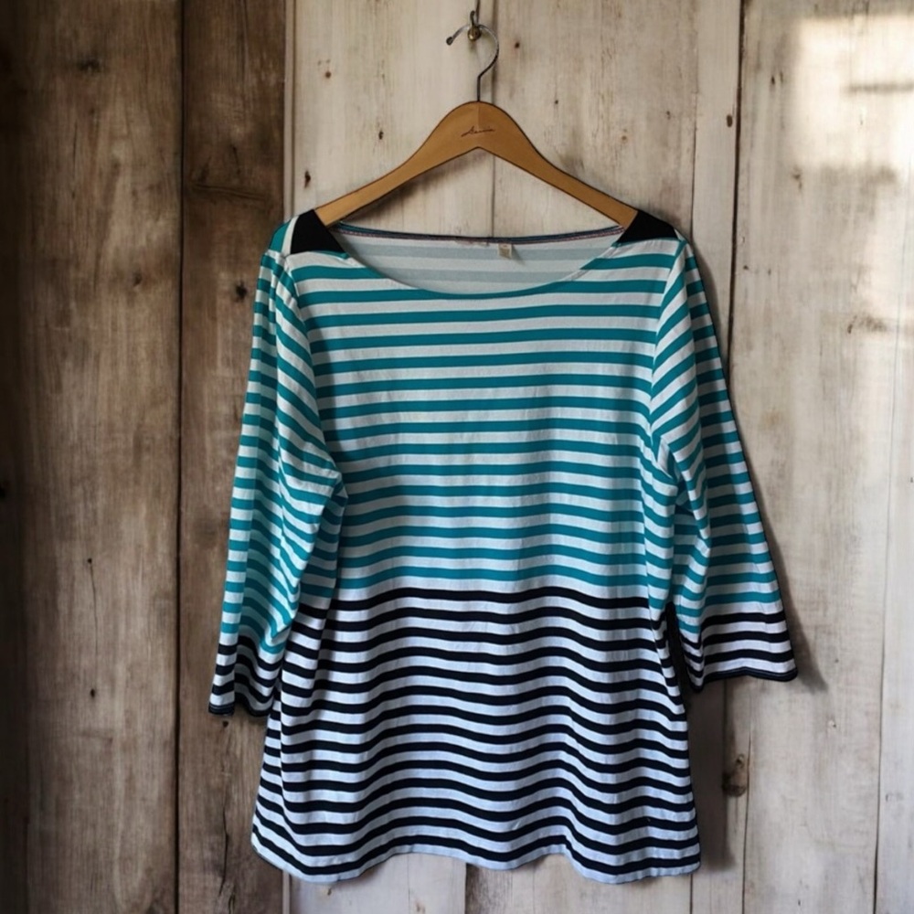 🤑 10/$100 Preppy striped crew neck 3/4 sleeve comfy lounge top 1X